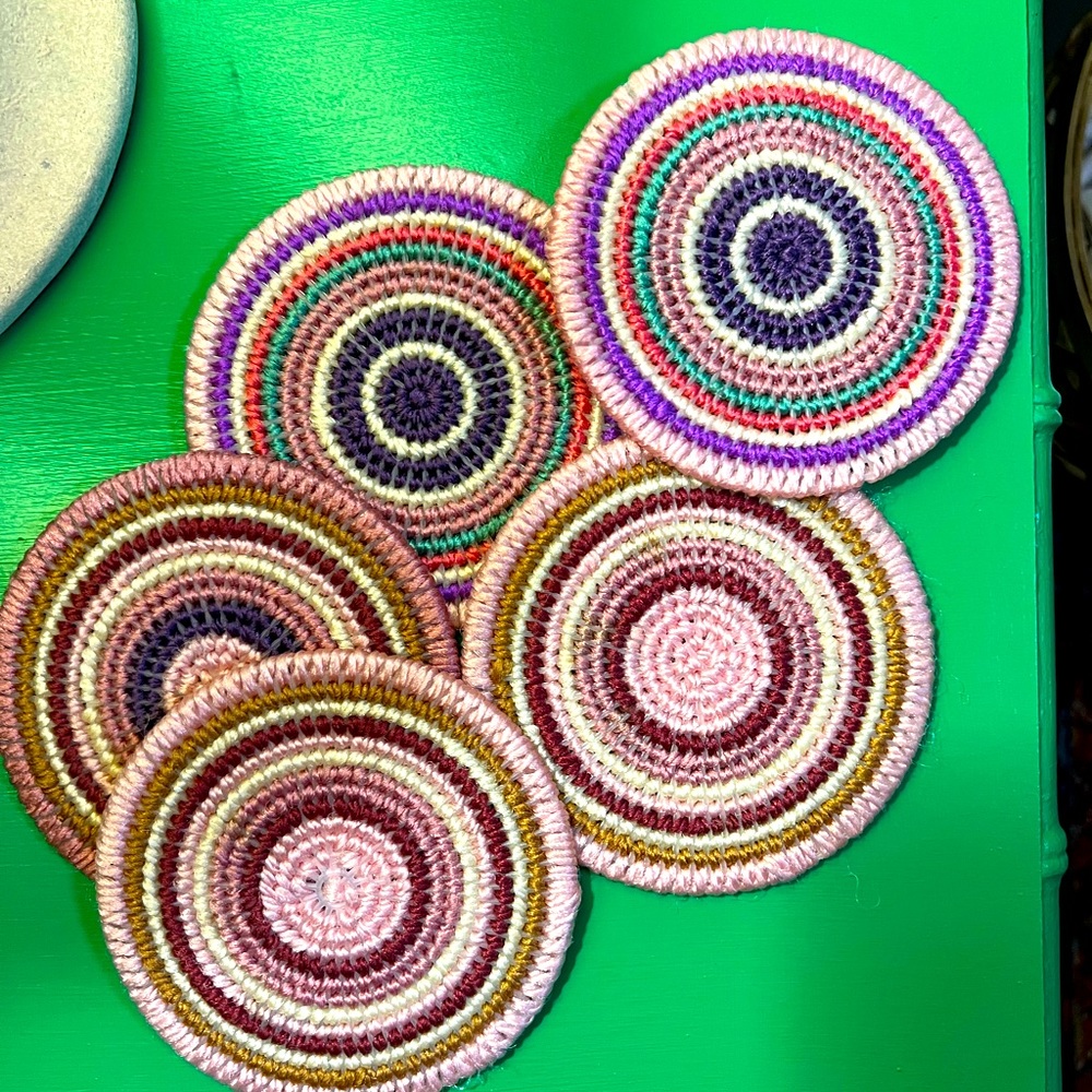 Vintage handmade coasters set of 5